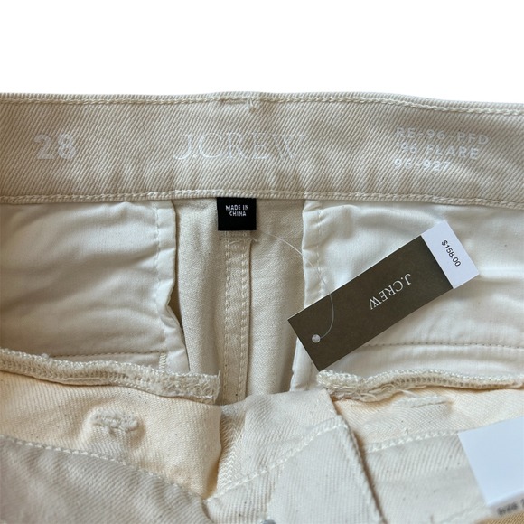 J.Crew '96 Flare Jeans High Rise Patch Pocket Off-White Ecru Denim Size 28 NEW - Picture 5 of 6